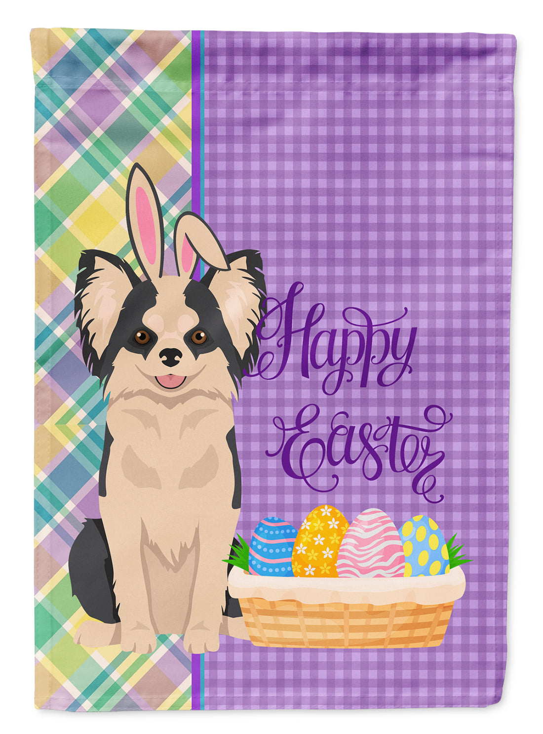 Buy this Longhaired Black and White #2 Chihuahua Easter Garden Flag