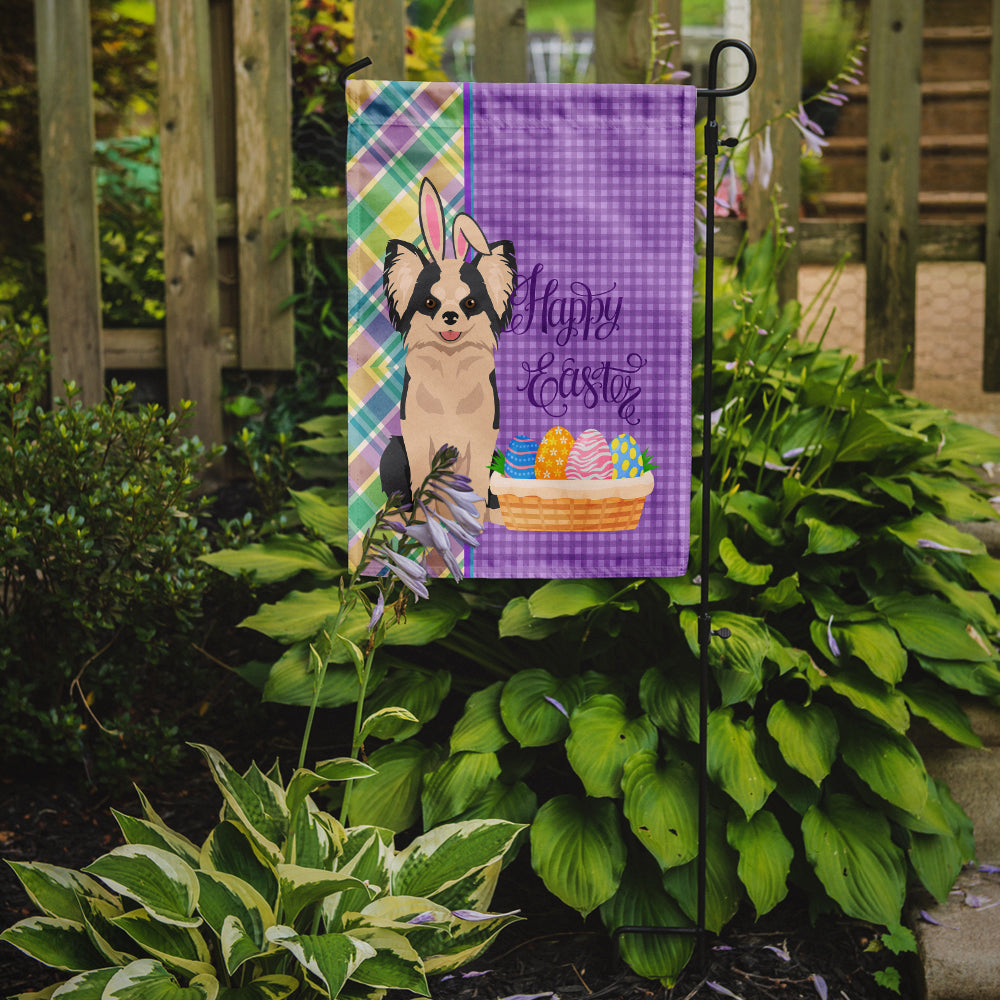 Longhaired Black and White #2 Chihuahua Easter Garden Flag