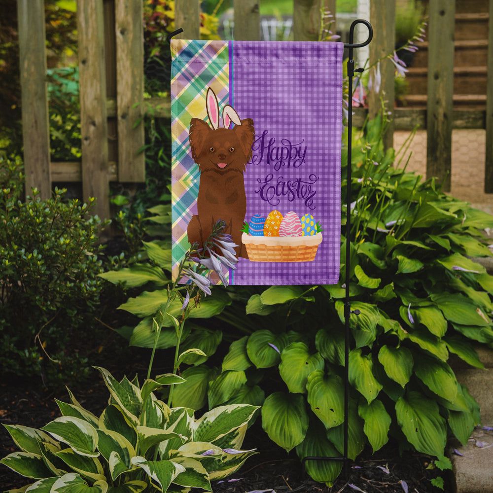 Longhaired Chocolate Chihuahua Easter Garden Flag