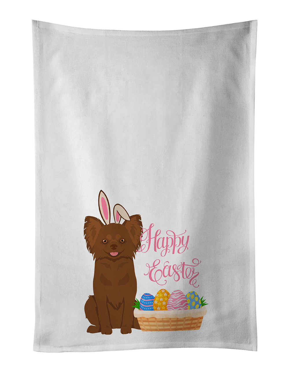 Buy this Longhaired Chocolate Chihuahua Easter Kitchen Towel Set of 2