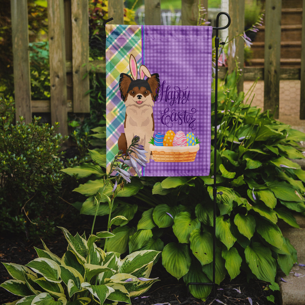 Longhaired Black and Red Chihuahua Easter Garden Flag