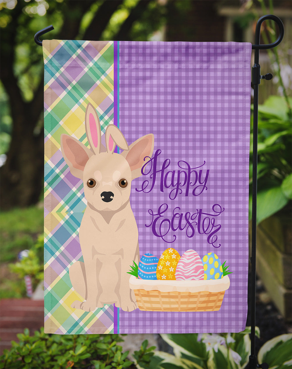 Fawn Chihuahua Easter Garden Flag