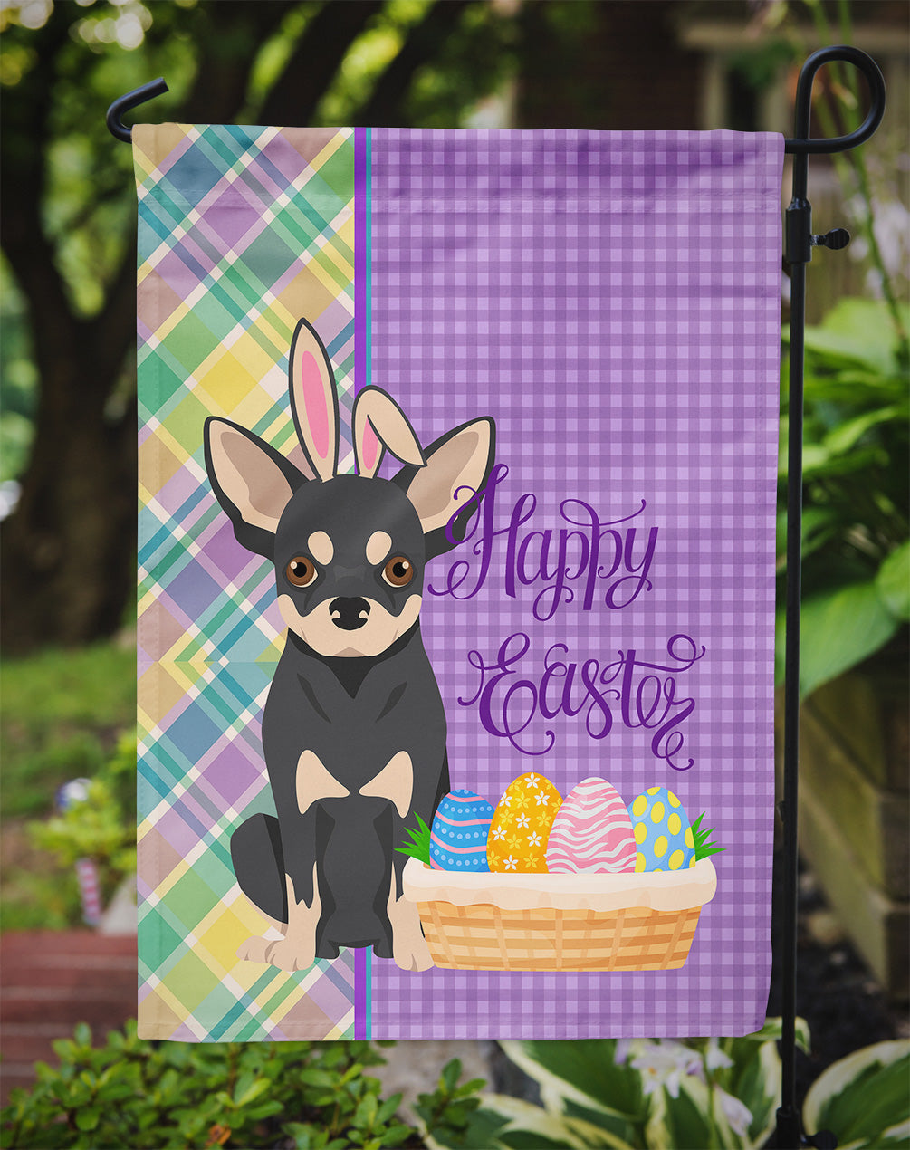 Black and Cream Chihuahua Easter Garden Flag