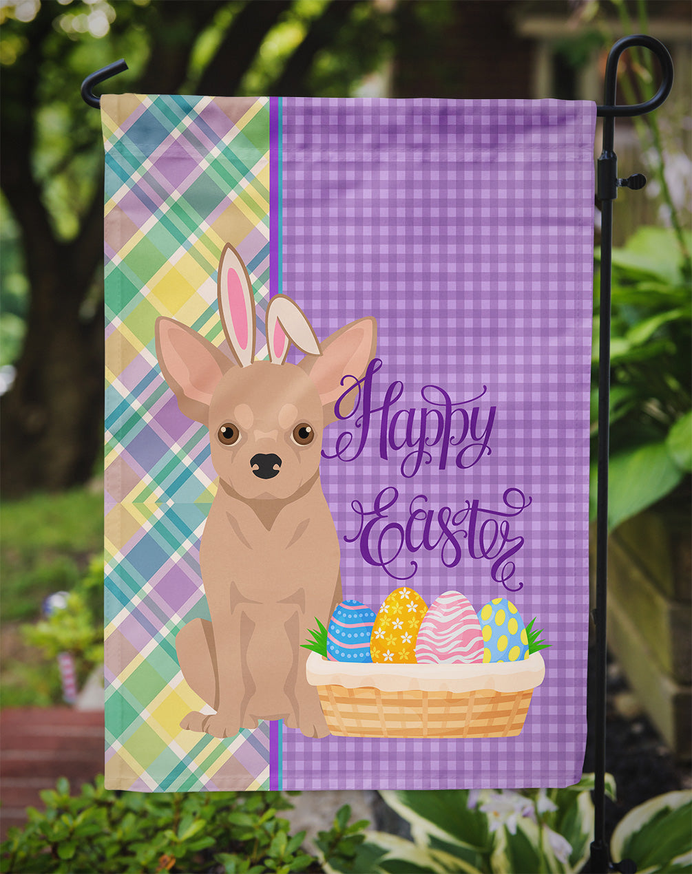 Cream Chihuahua Easter Garden Flag