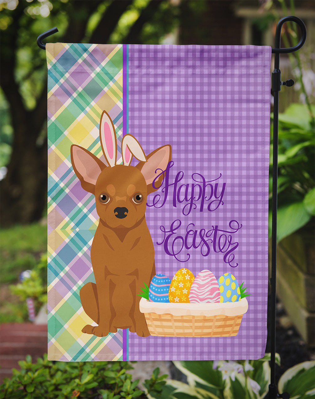 Red Chihuahua Easter Garden Flag