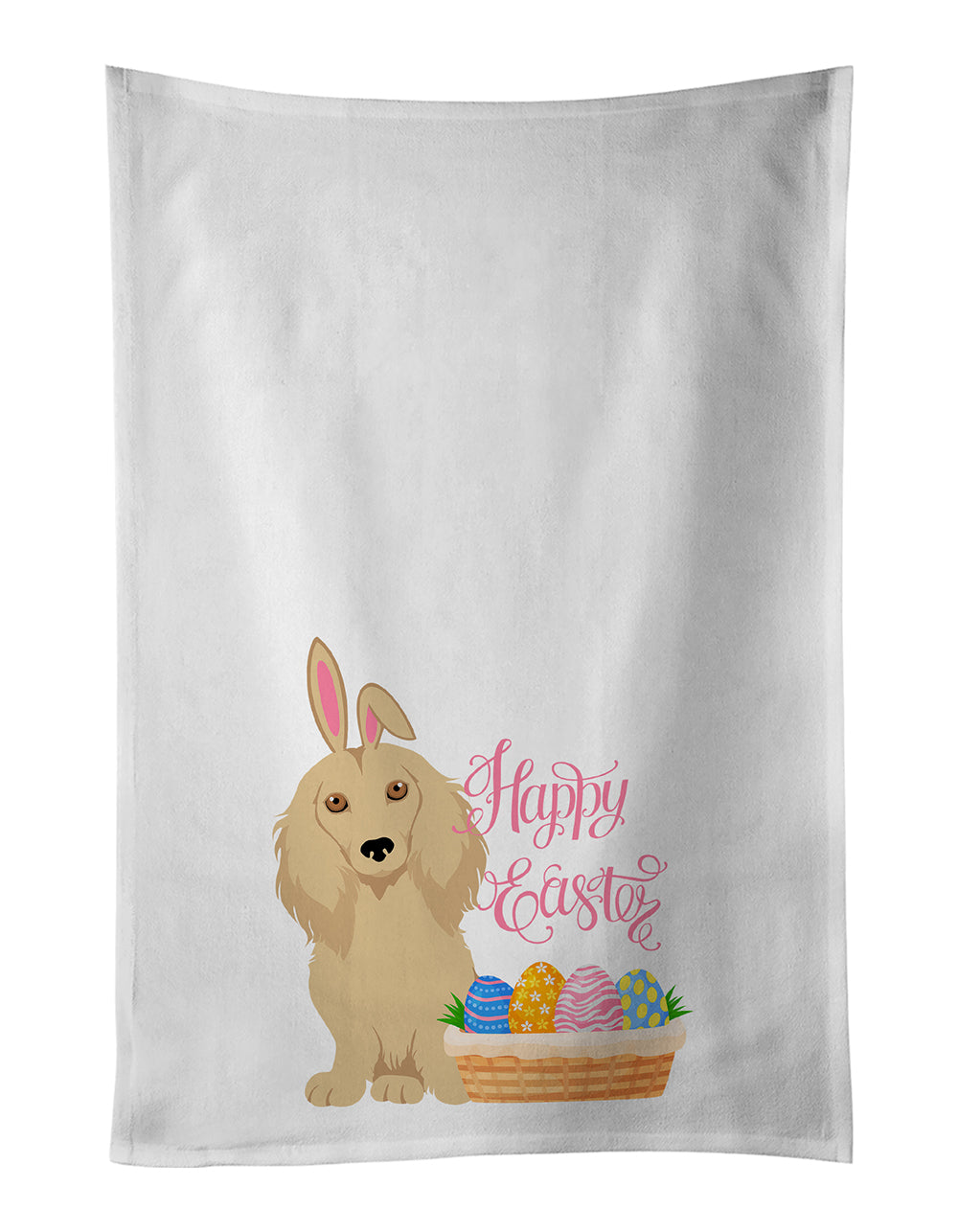 Buy this Longhair Cream Dachshund Easter Kitchen Towel Set of 2