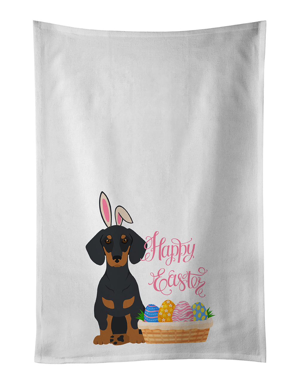 Buy this Black and Tan Dachshund Easter Kitchen Towel Set of 2
