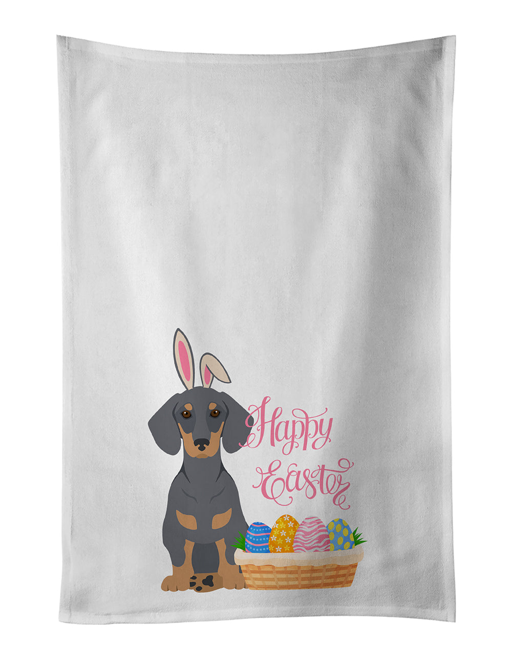 Buy this Blue and Tan Dachshund Easter Kitchen Towel Set of 2