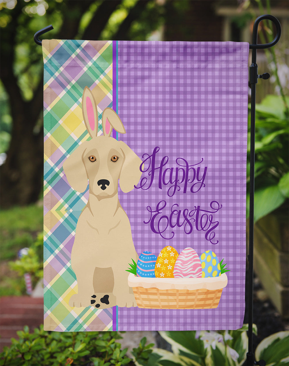 Cream Dachshund Easter Garden Flag