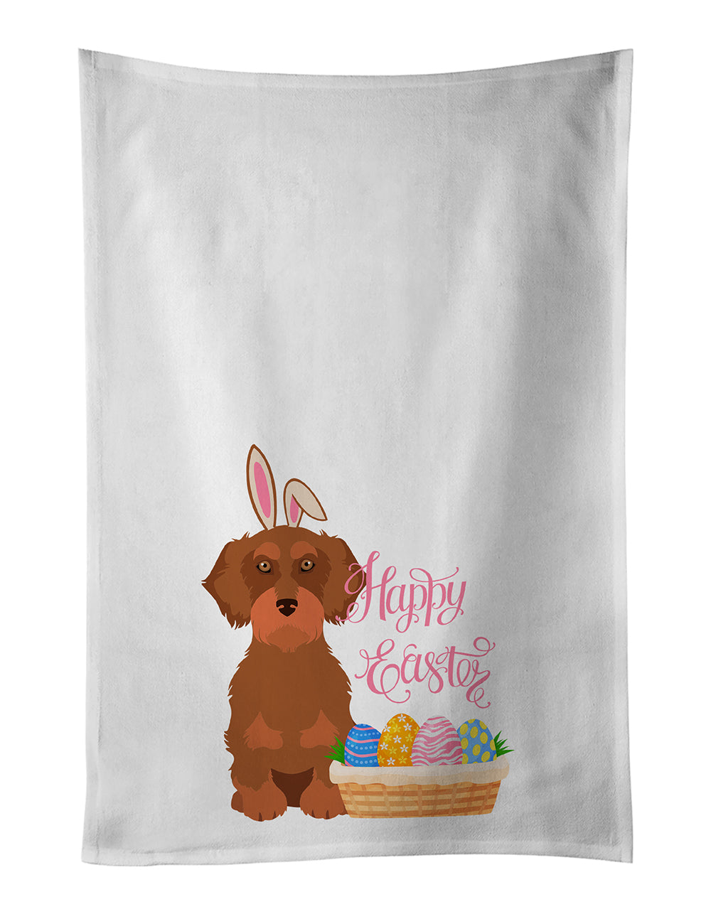 Buy this Wirehair Red Dachshund Easter Kitchen Towel Set of 2