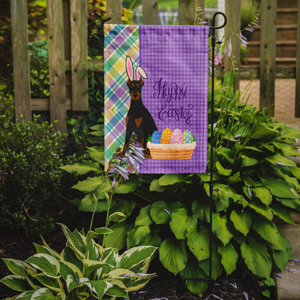 Black and Tan Doberman Pinscher Easter Garden Flag