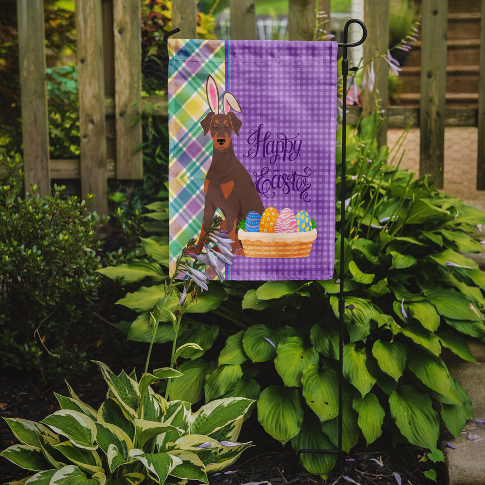 Natural Ear Red and Tan Doberman Pinscher Easter Garden Flag