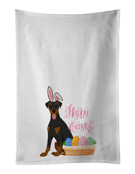 Buy this Natural Ear Black and Tan Doberman Pinscher Easter Kitchen Towel Set of 2