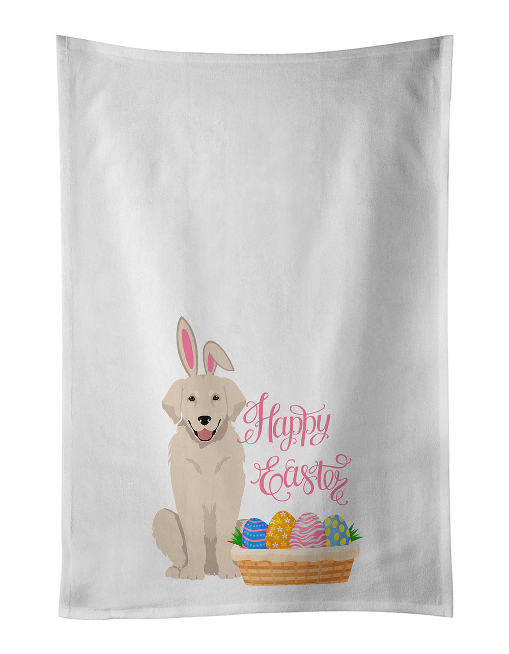 Buy this Cream Golden Retriever Easter Kitchen Towel Set of 2