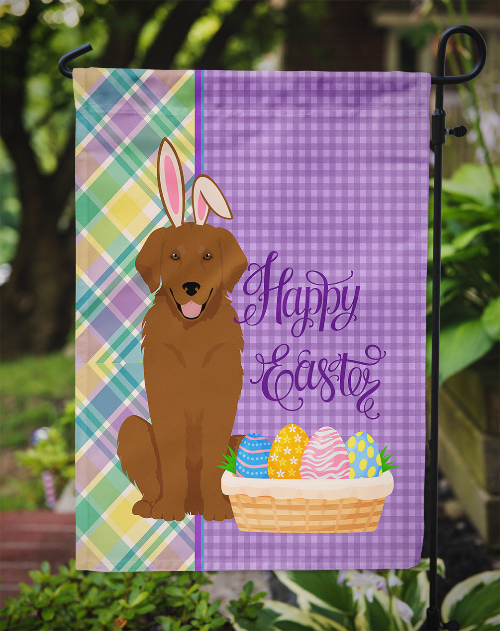 Mahogany Golden Retriever Easter Garden Flag