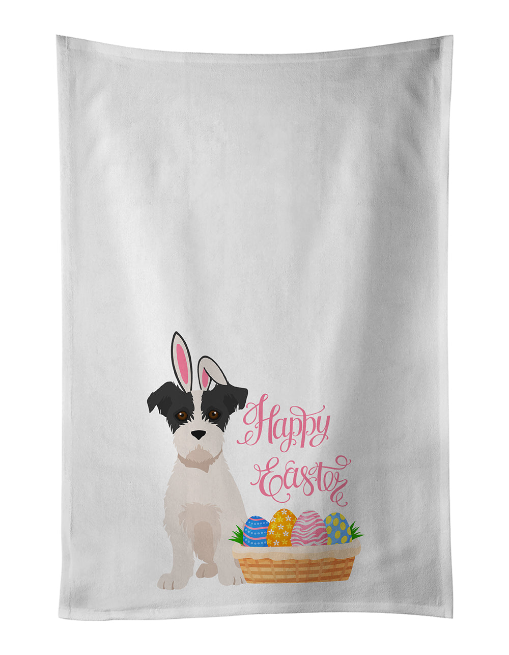 Buy this Black White Wirehair Jack Russell Terrier Easter Kitchen Towel Set of 2