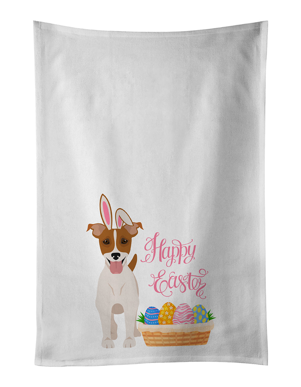 Buy this Brown White Smooth Jack Russell Terrier Easter Kitchen Towel Set of 2