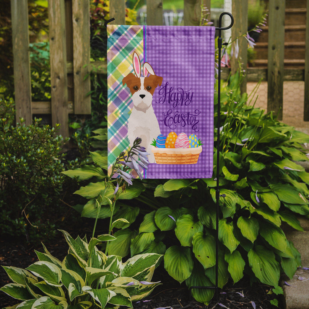 Brown White Wirehair Jack Russell Terrier Easter Garden Flag