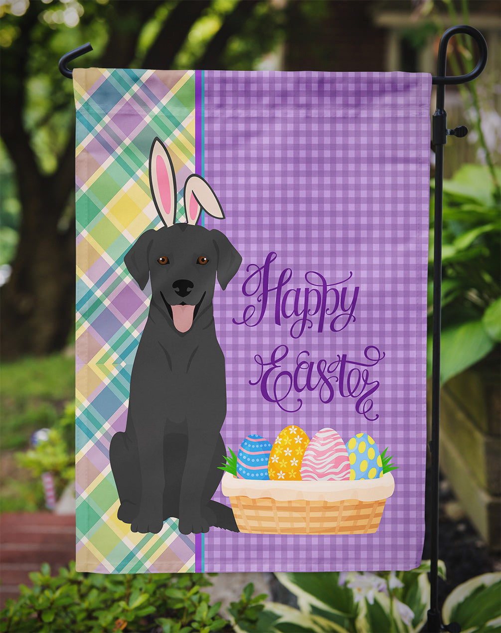 Black Labrador Retriever Easter Garden Flag