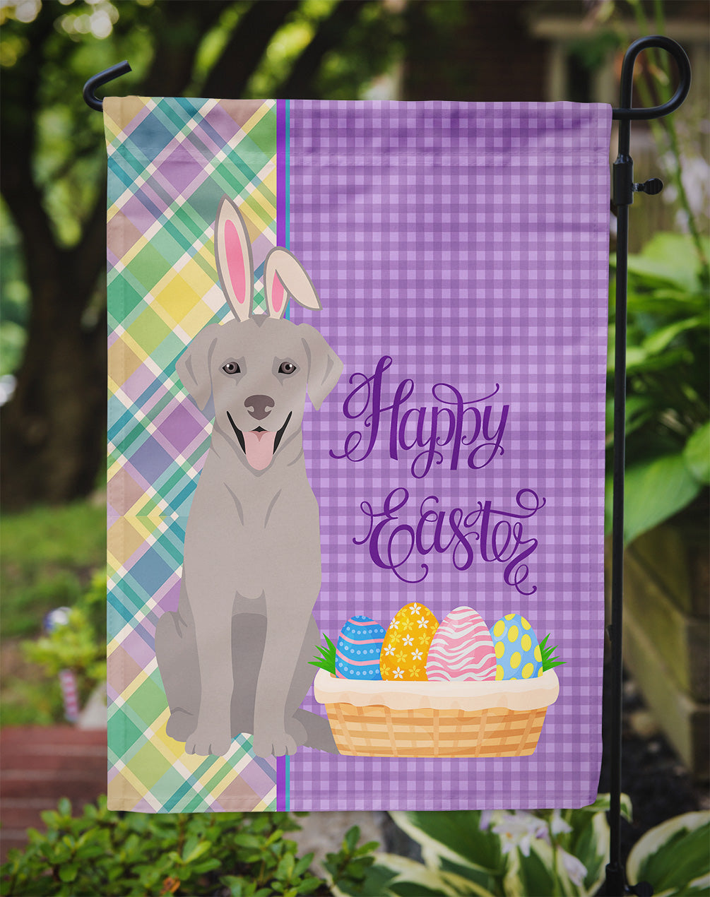 Gray Labrador Retriever Easter Garden Flag