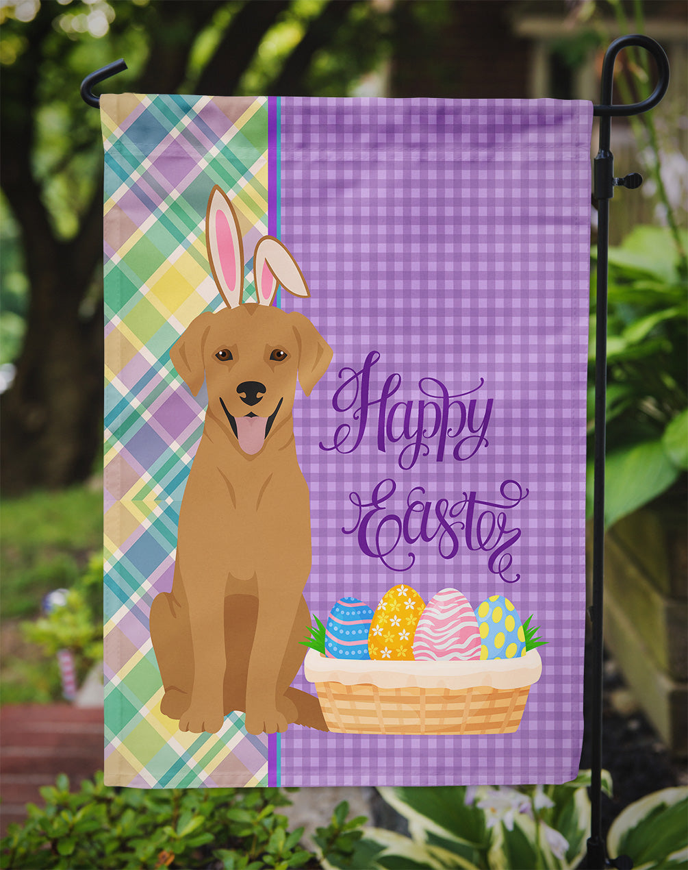 Red Fox Labrador Retriever Easter Garden Flag