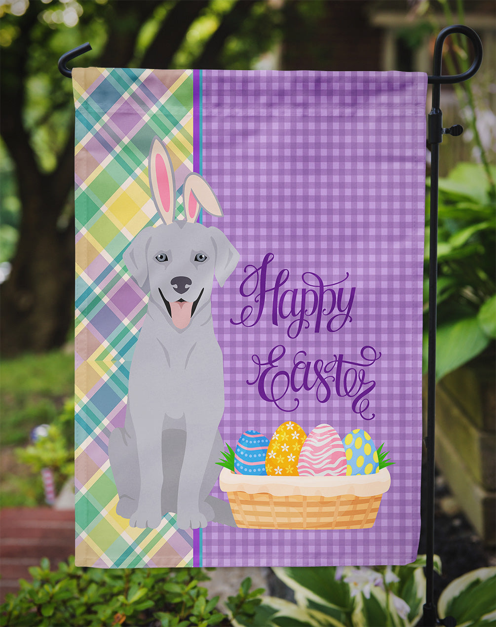 Silver Labrador Retriever Easter Garden Flag