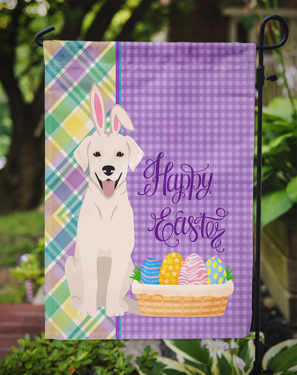 White Cream Labrador Retriever Easter Garden Flag