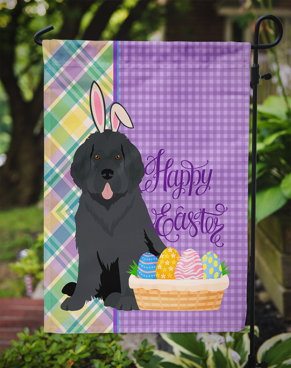 Black Newfoundland Easter Garden Flag