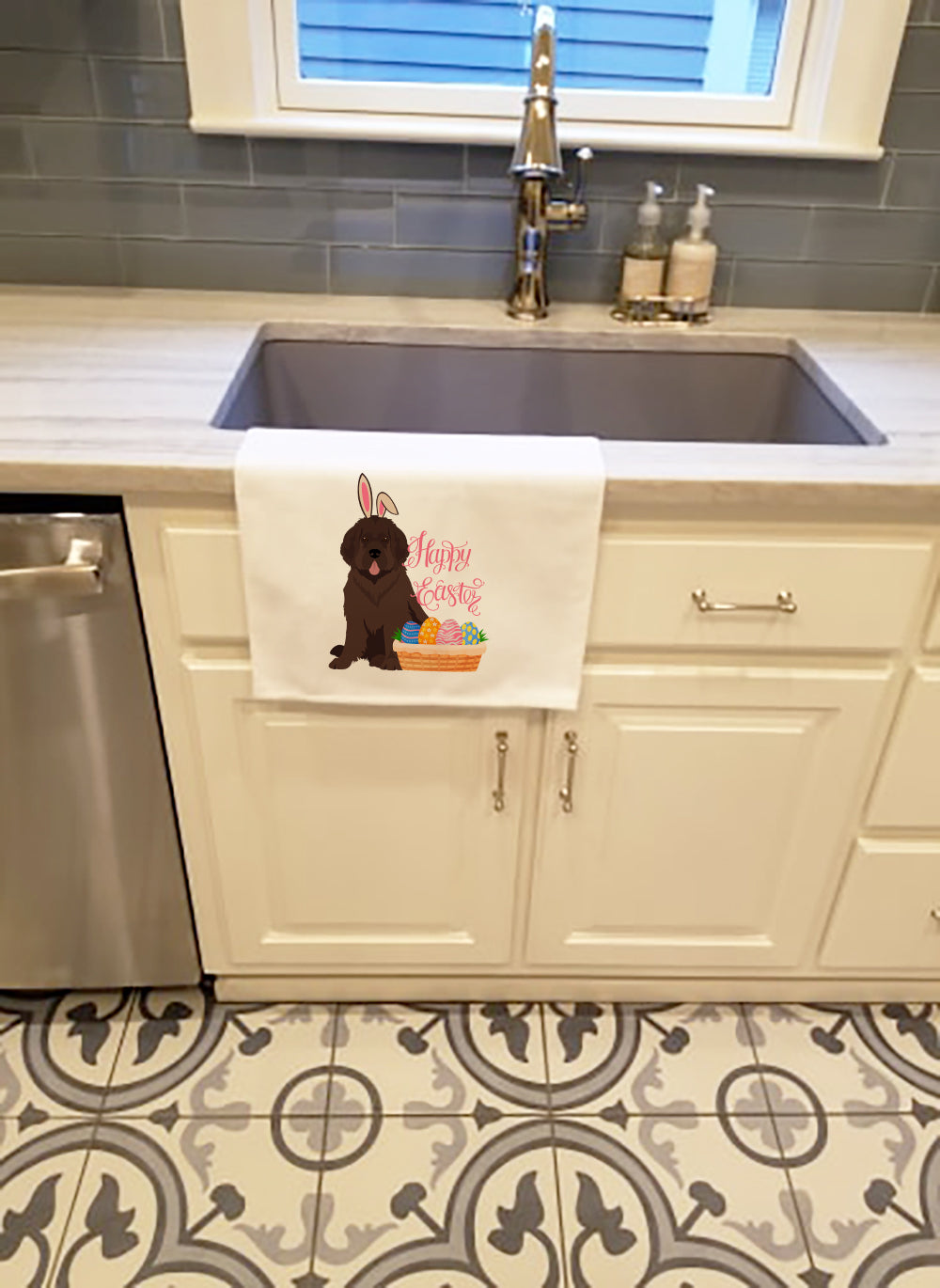 Brown Newfoundland Easter Kitchen Towel Set of 2