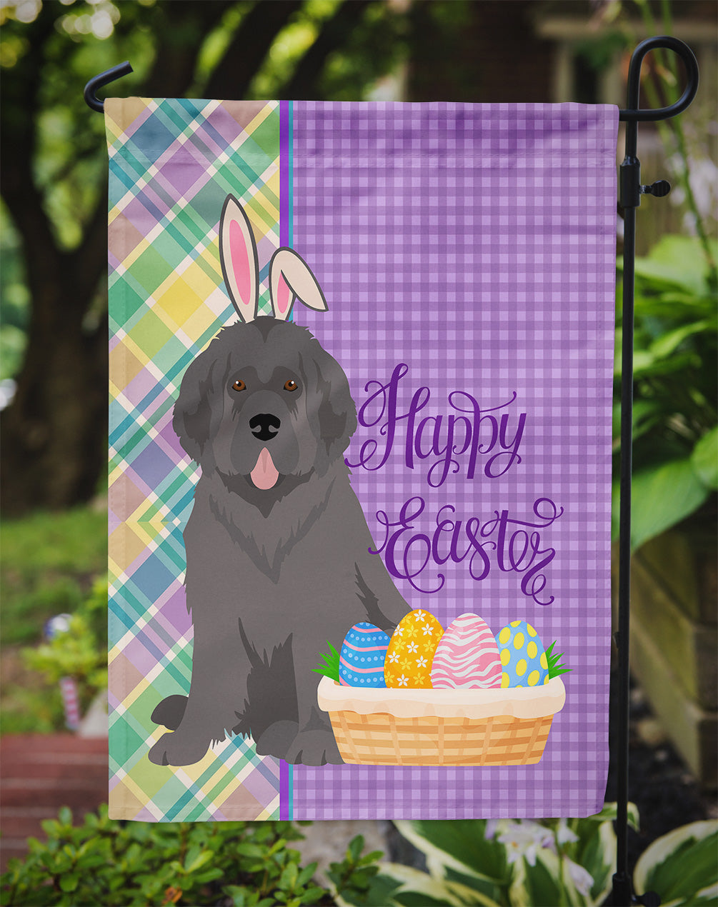 Grey Newfoundland Easter Garden Flag