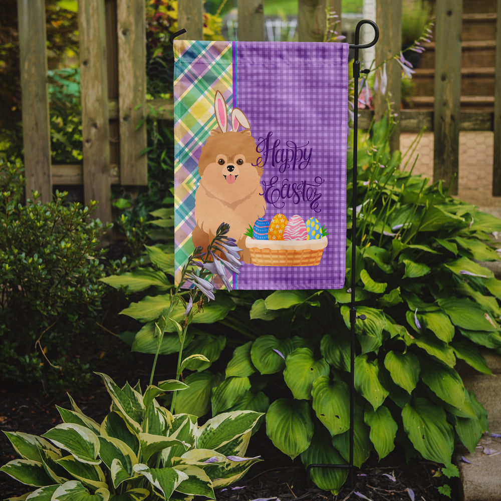 Orange Pomeranian Easter Garden Flag