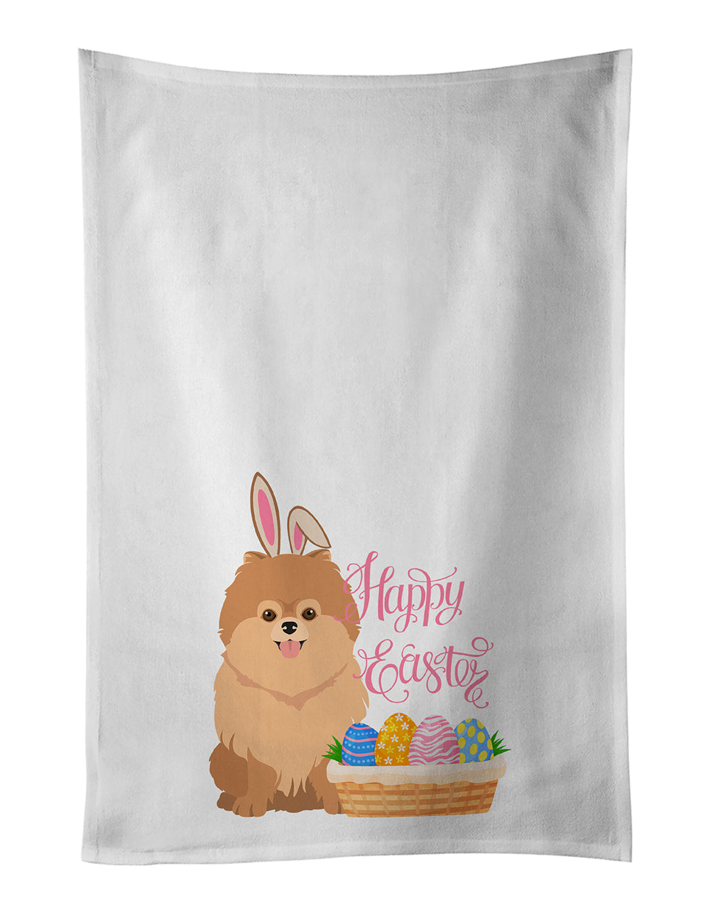 Buy this Orange Pomeranian Easter Kitchen Towel Set of 2