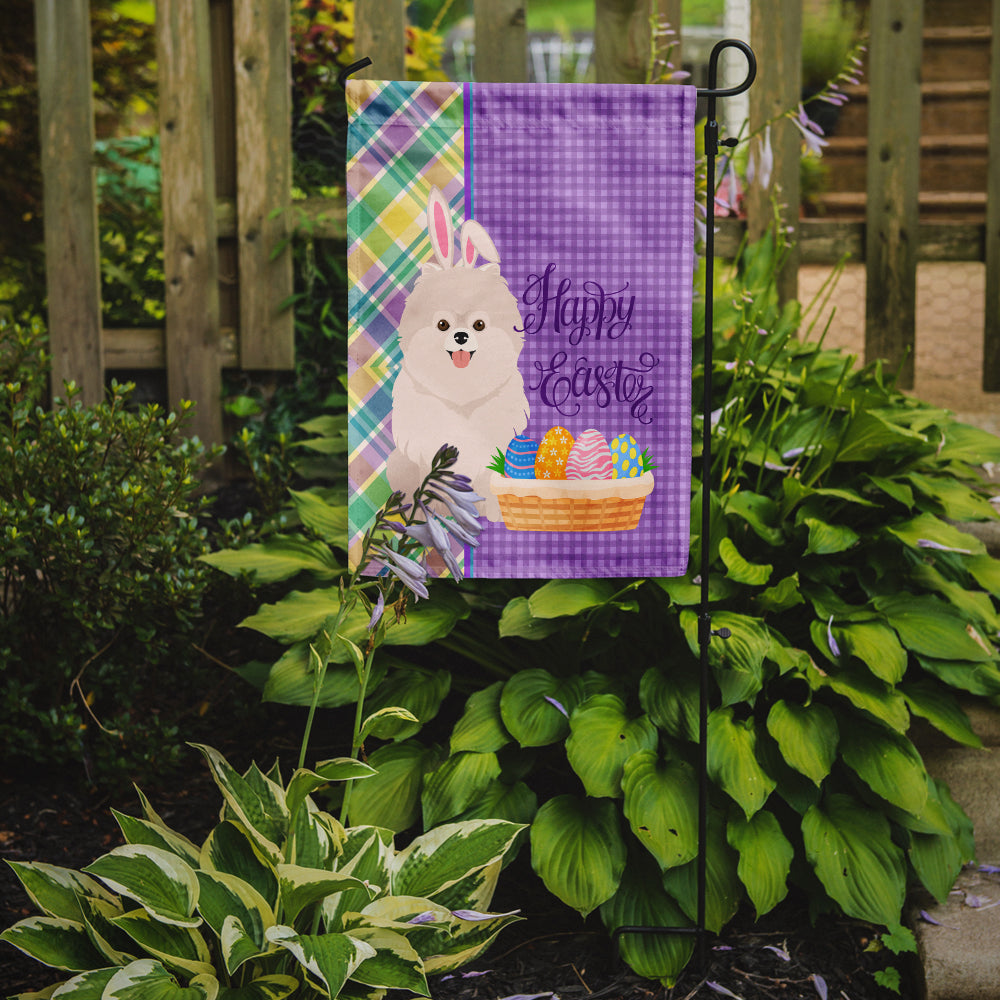 White Pomeranian Easter Garden Flag