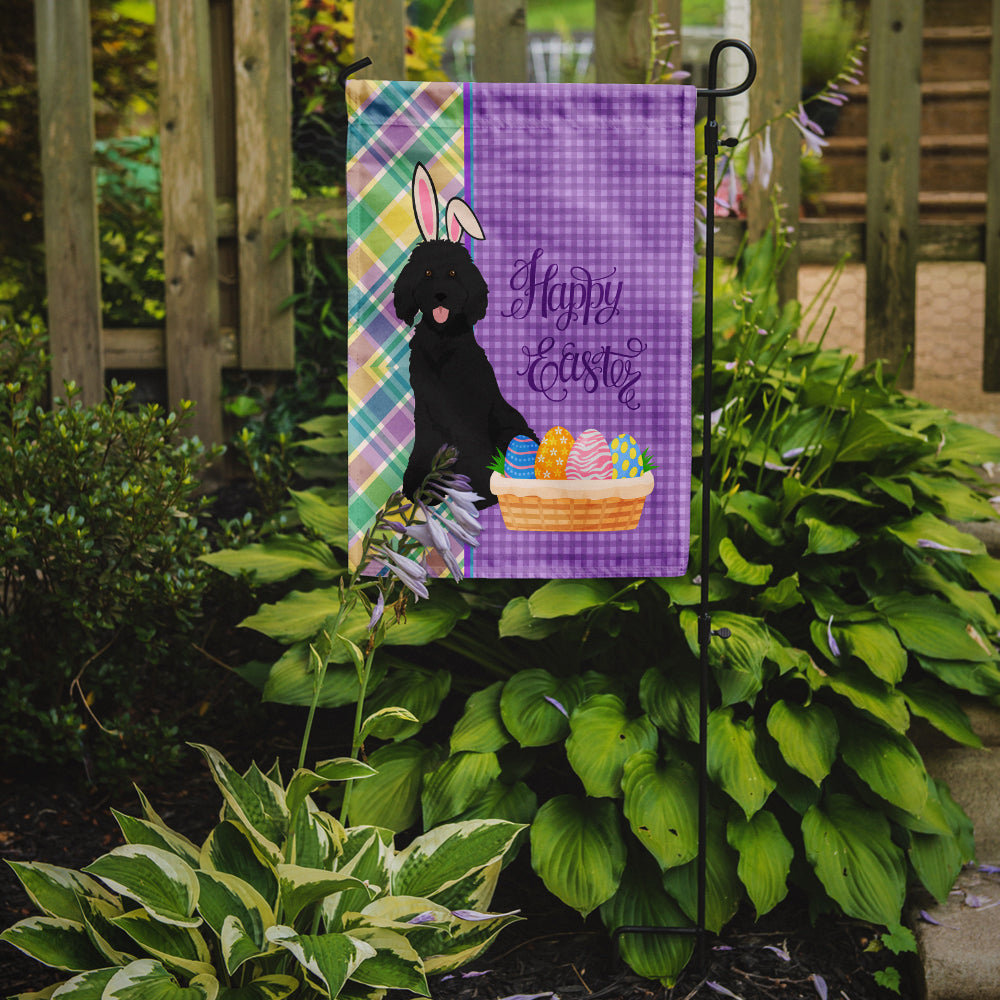 Standard Black Poodle Easter Garden Flag