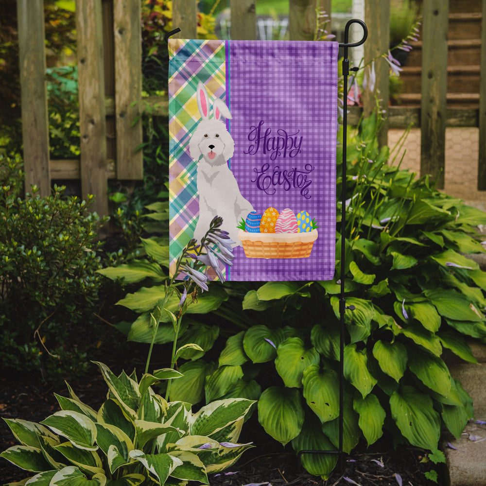 Standard White Poodle Easter Garden Flag