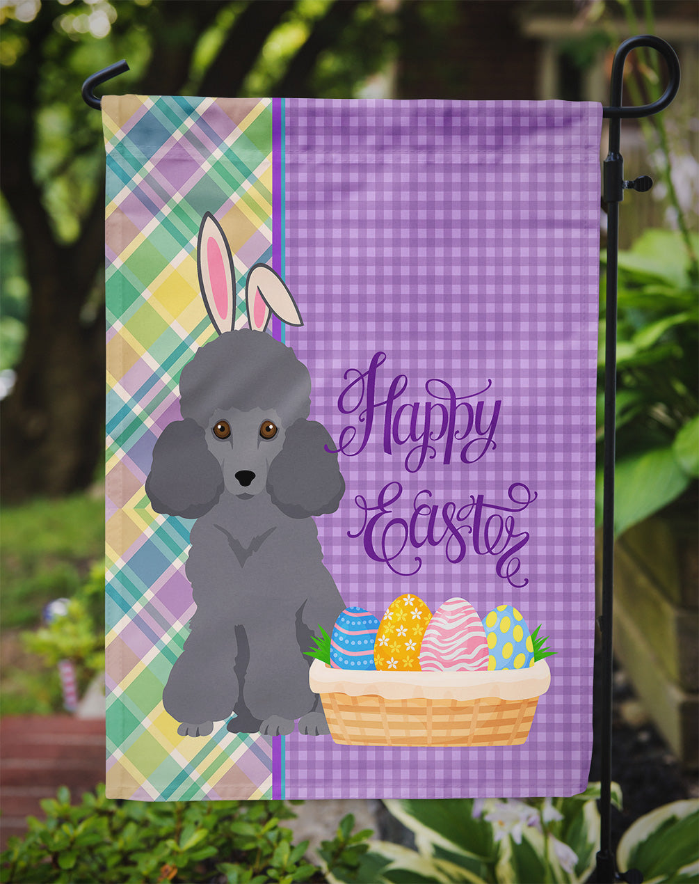 Toy Grey Poodle Easter Garden Flag