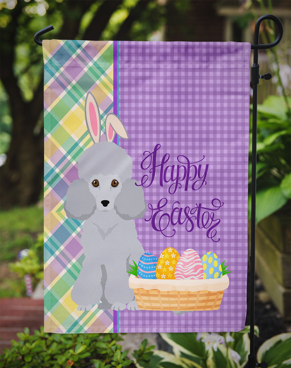 Toy Silver Poodle Easter Garden Flag