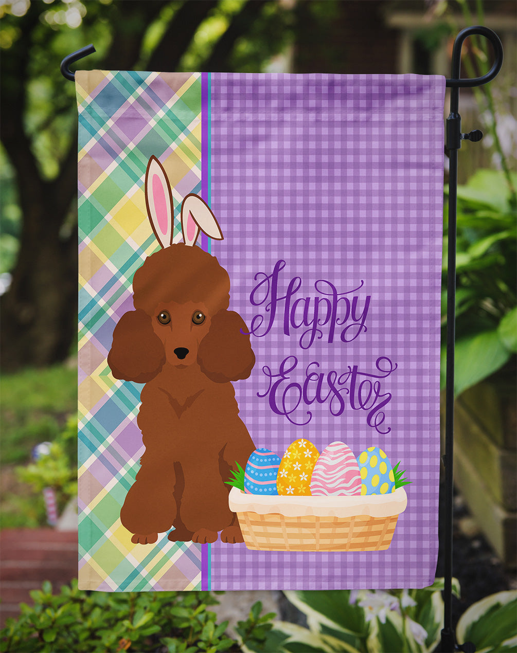 Toy Red Poodle Easter Garden Flag