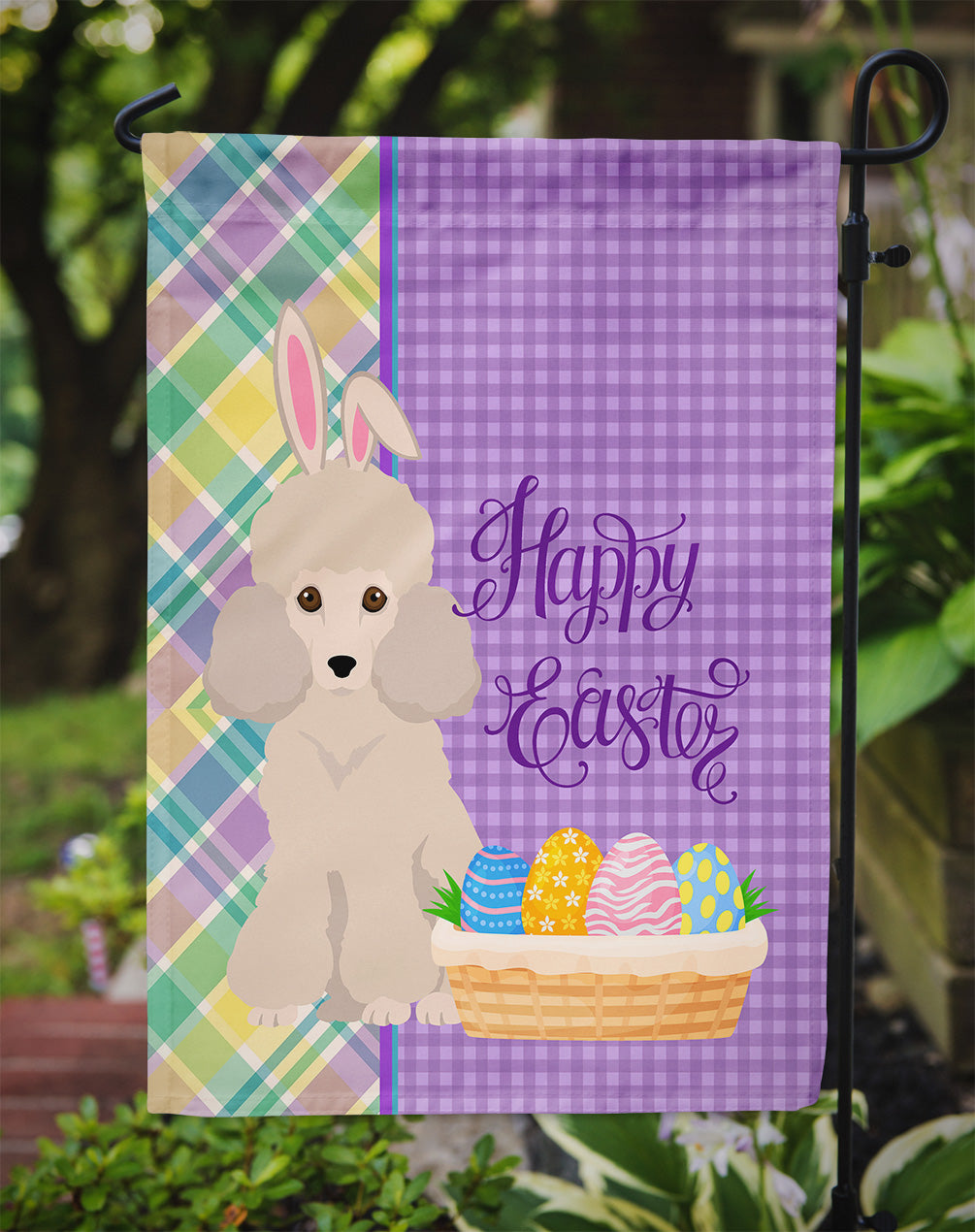 Toy Cream Poodle Easter Garden Flag