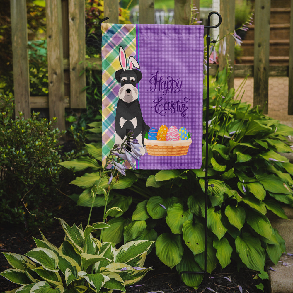 Black and Silver Natural Ears Schnauzer Easter Garden Flag