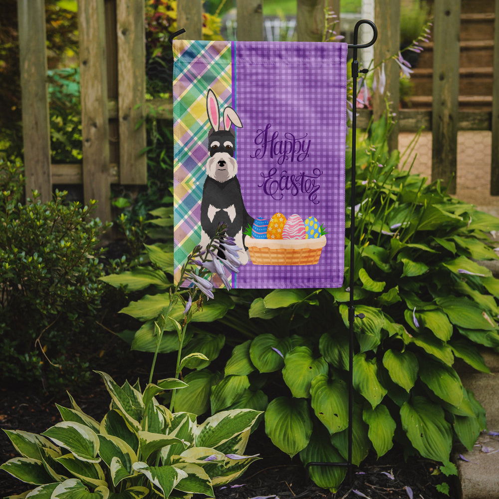 Black and Silver Schnauzer Easter Garden Flag