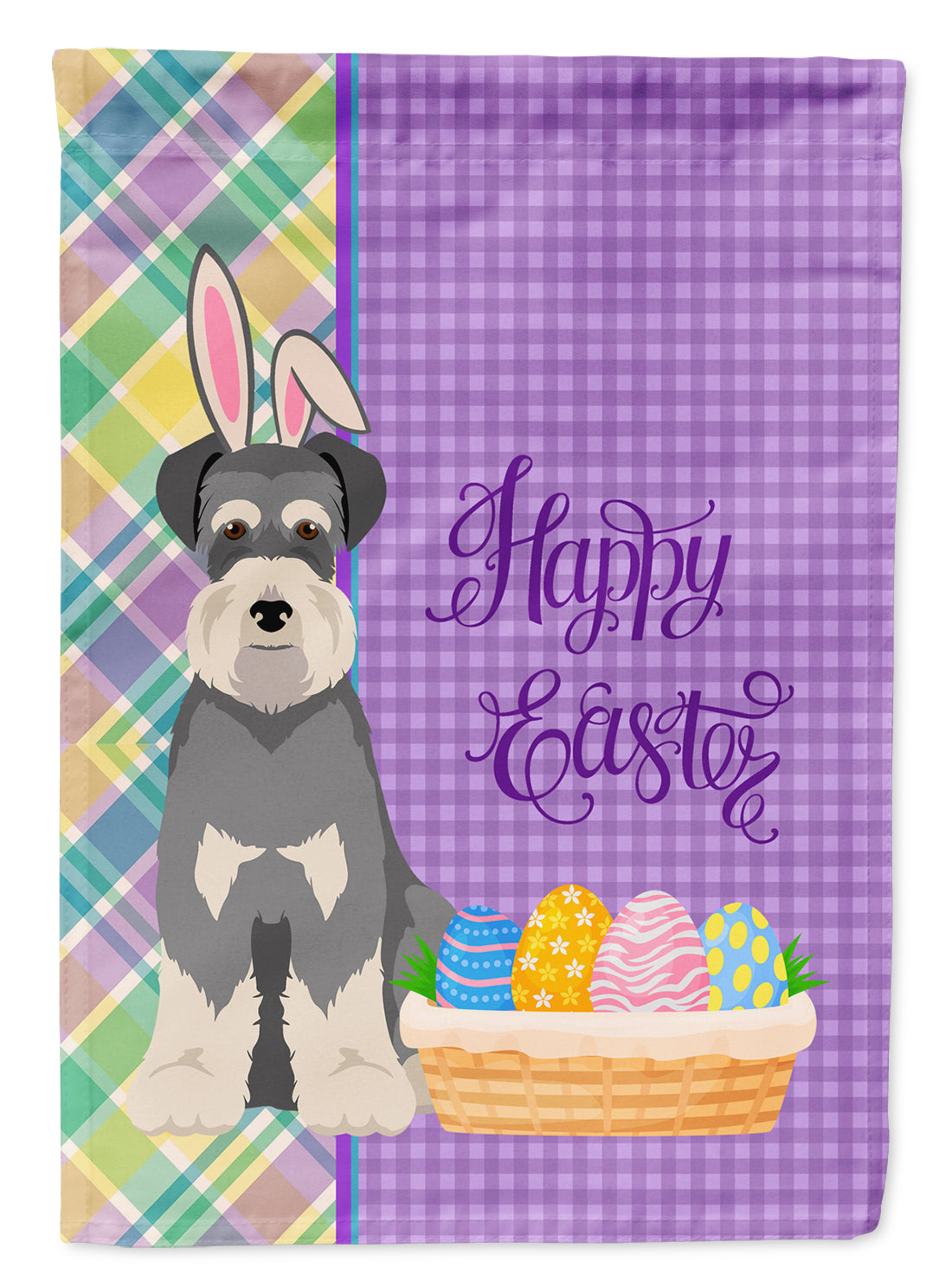 Buy this Salt Pepper Natural Ears Schnauzer Easter Garden Flag