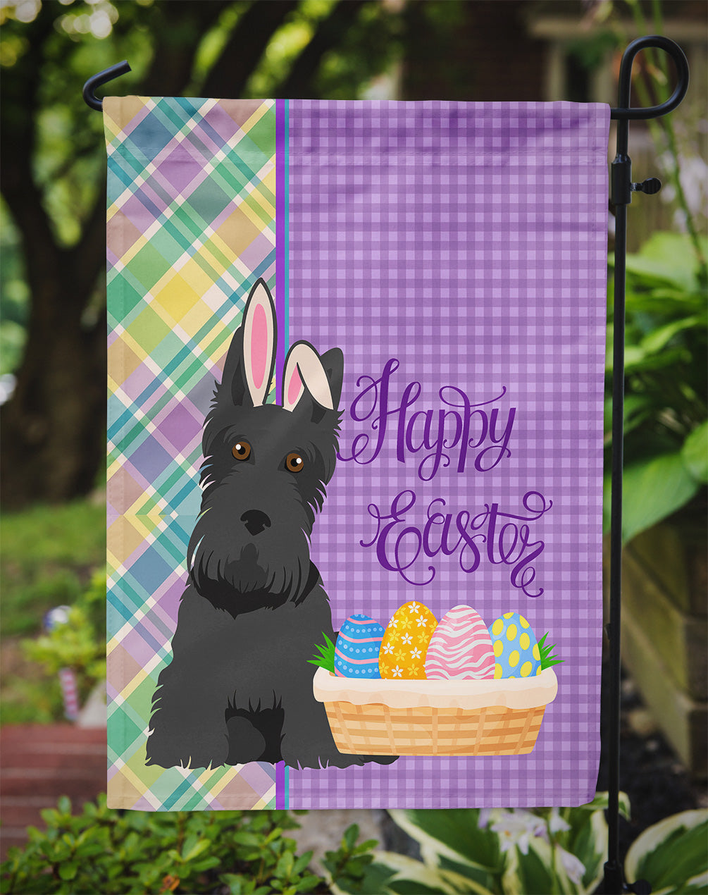 Black Scottish Terrier Easter Garden Flag