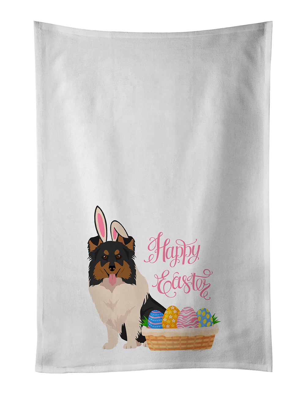 Buy this Tricolor Sheltie Easter Kitchen Towel Set of 2