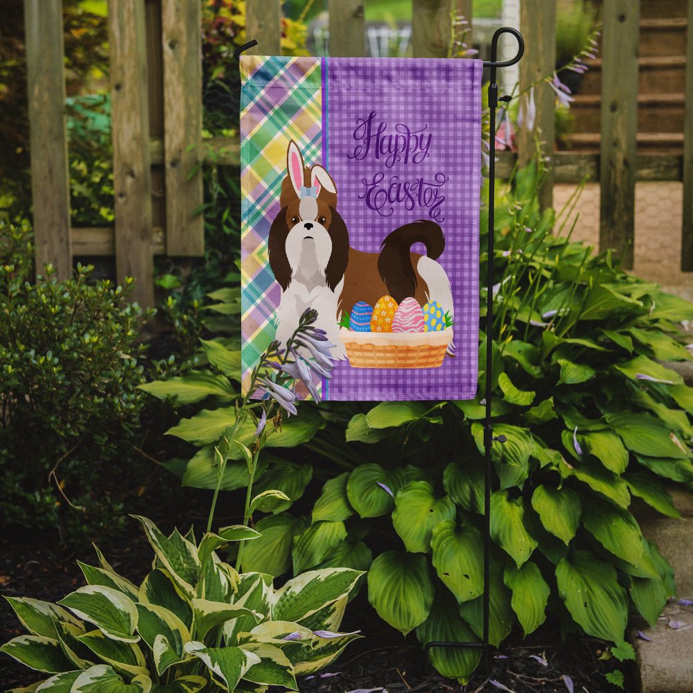 Red and White Shih Tzu Easter Garden Flag