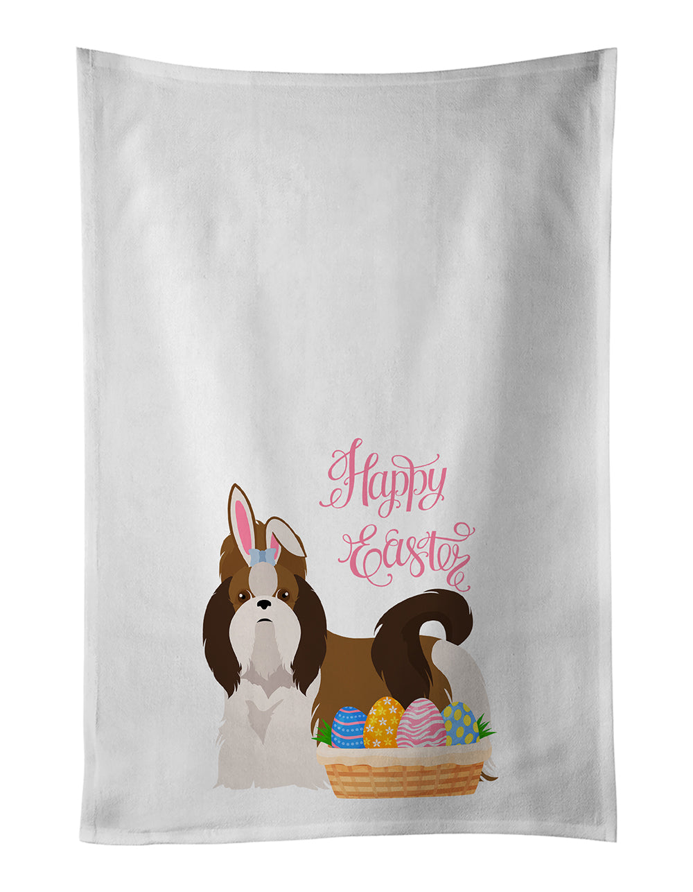 Buy this Red and White Shih Tzu Easter Kitchen Towel Set of 2