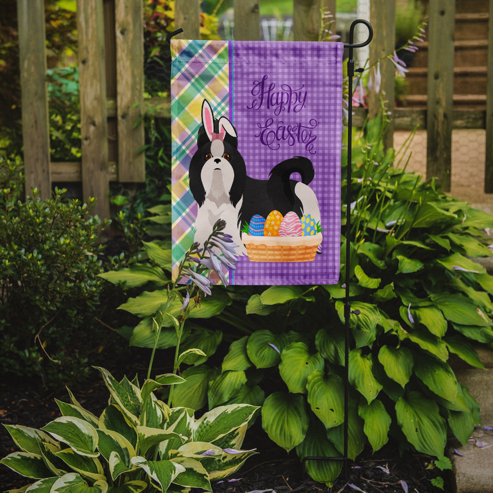 Black and White Shih Tzu Easter Garden Flag