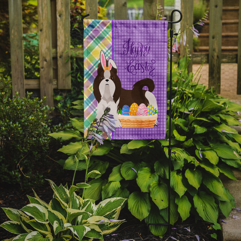 Liver and White Shih Tzu Easter Garden Flag