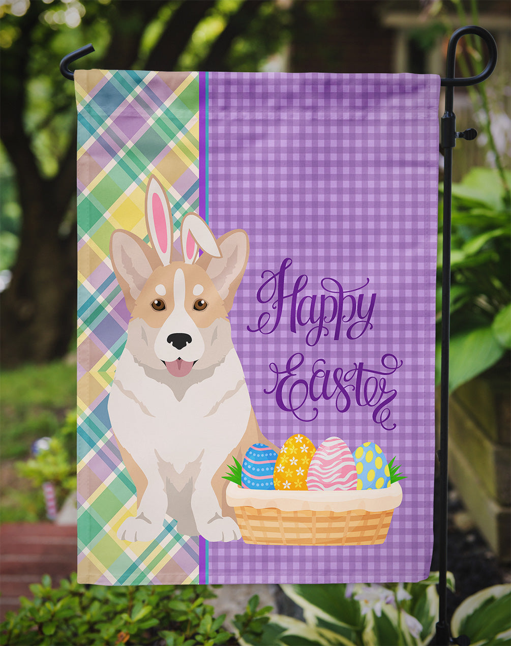 Fawn Cardigan Corgi Easter Garden Flag