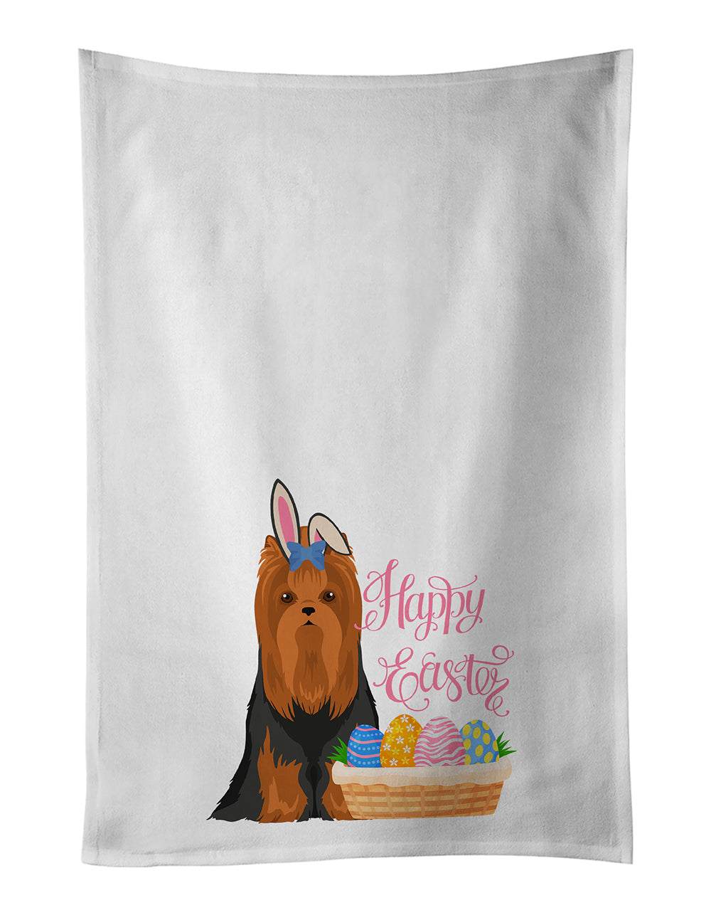 Buy this Black and Tan Full Coat Yorkshire Terrier Easter Kitchen Towel Set of 2